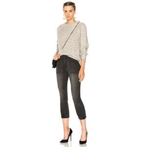 Nili Lotan Cropped French Military Pants Jeans Carbon Grey Cotton Utility SZ 27